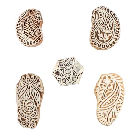 Set of 5 Piece New Mix Wooden Printing Blocks